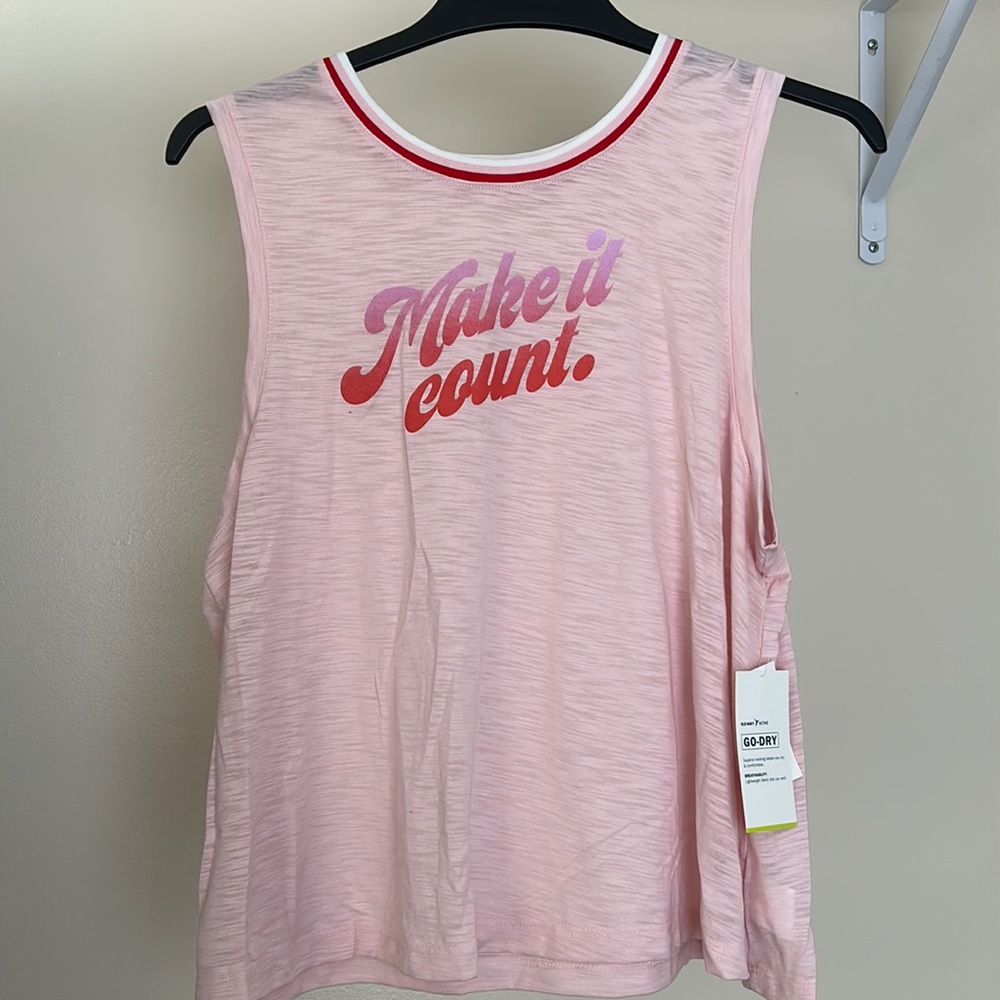 Go Dry pink, ringer neck tank top from Old Navy active, new with tags.